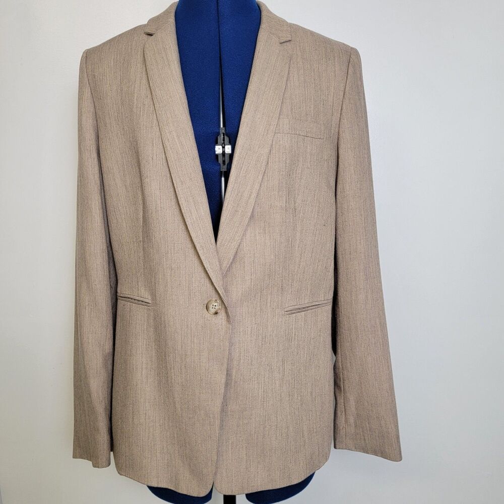 Antonio Melani Womens Beige Viscose/Poly Blend Lined One Button Dress Blazer 12